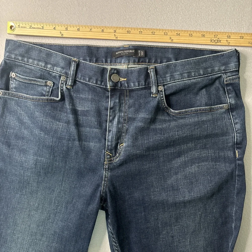 Banana Republic Slim Fit 36x32 Blue‎ Jeans STRETCH Rapid Movement Denim Dark EUC